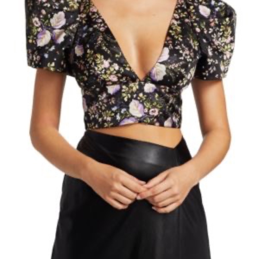 AMUR Sedona Floral Puff Sleeve Crop Top - Picture 5 of 5
